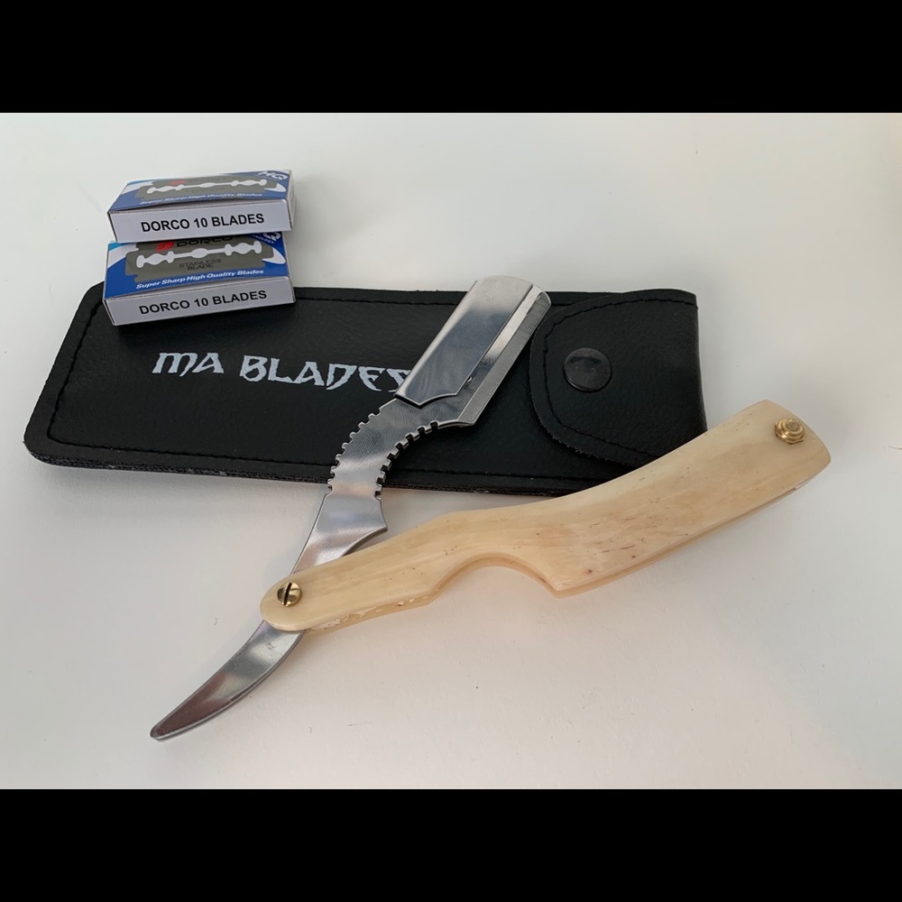 New Bone Handle Pro Straight Razor/20 Razors - Picture 2 of 4